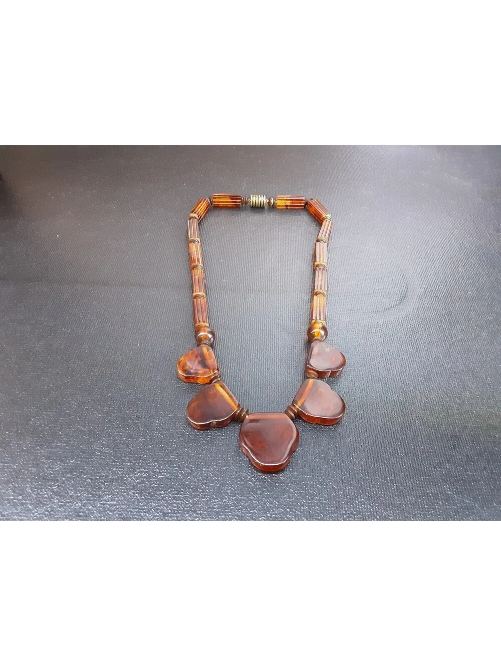 Vintage Rootbeer Bakelite Hand Carved Necklace, Choker